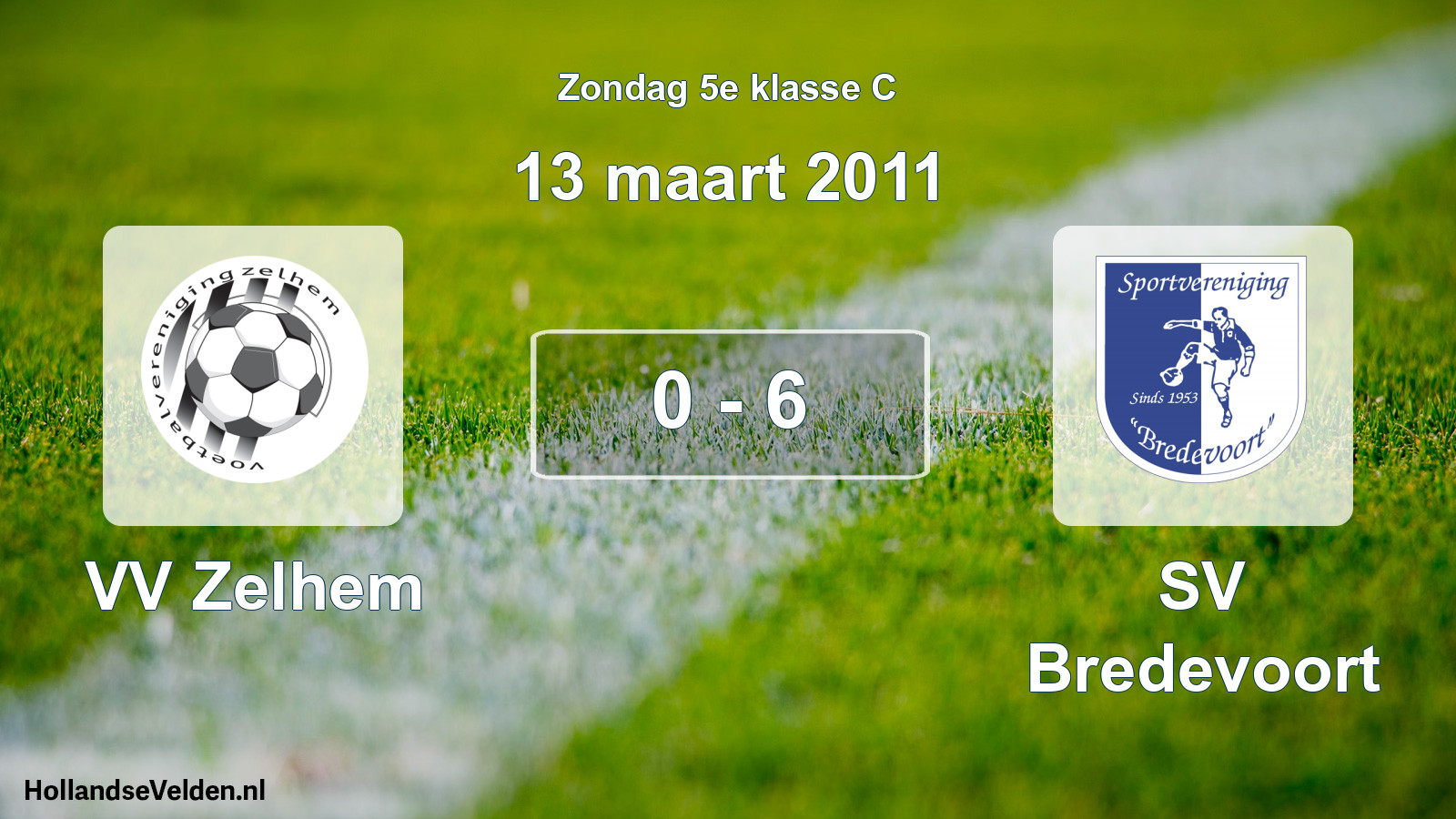 Total number of matches played: VV Zelhem - SV Bredevoort 0 - 6 (13 March 2011)