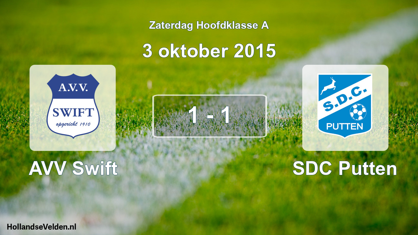Total number of matches played: AVV Swift - SDC Putten 1 - 1 (3 October 2015)