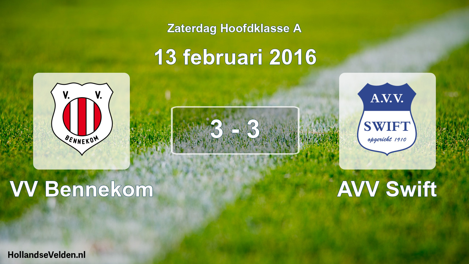 Total number of matches played: VV Bennekom - AVV Swift 3 - 3 (13 February 2016)
