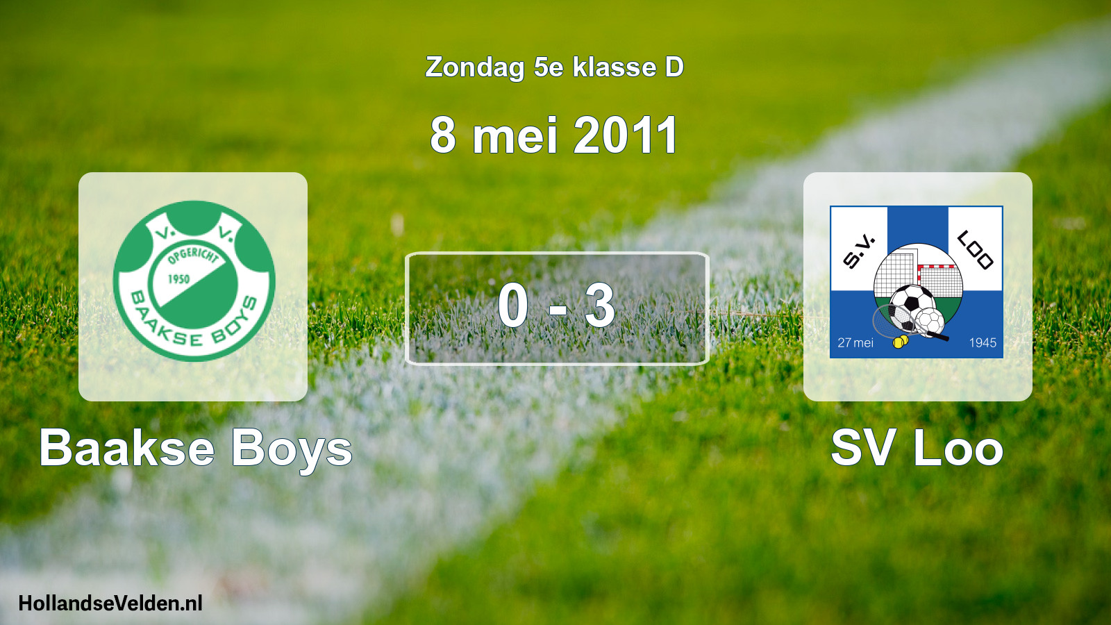 Total number of matches played: Baakse Boys - SV Loo 0 - 3 (8 May 2011)