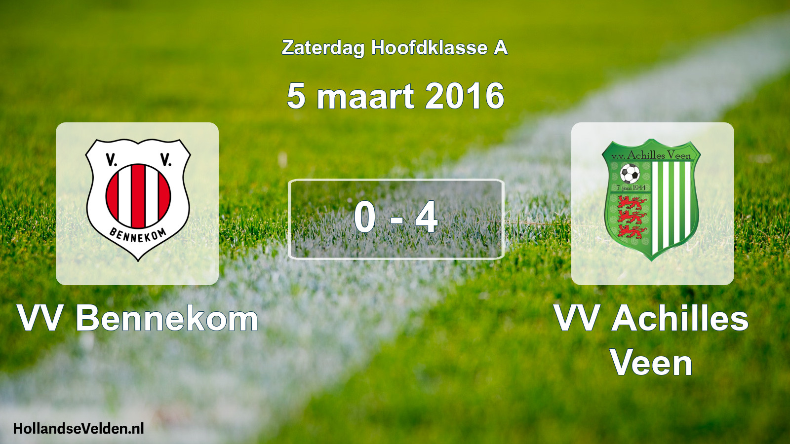 Total number of matches played: VV Bennekom - VV Achilles Veen 0 - 4 (5 March 2016)