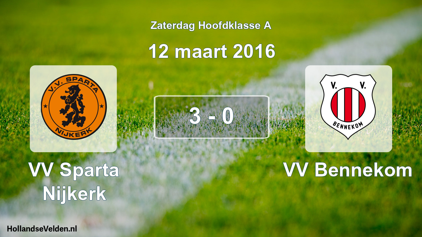 Total number of matches played: VV Sparta Nijkerk - VV Bennekom 3 - 0 (12 March 2016)