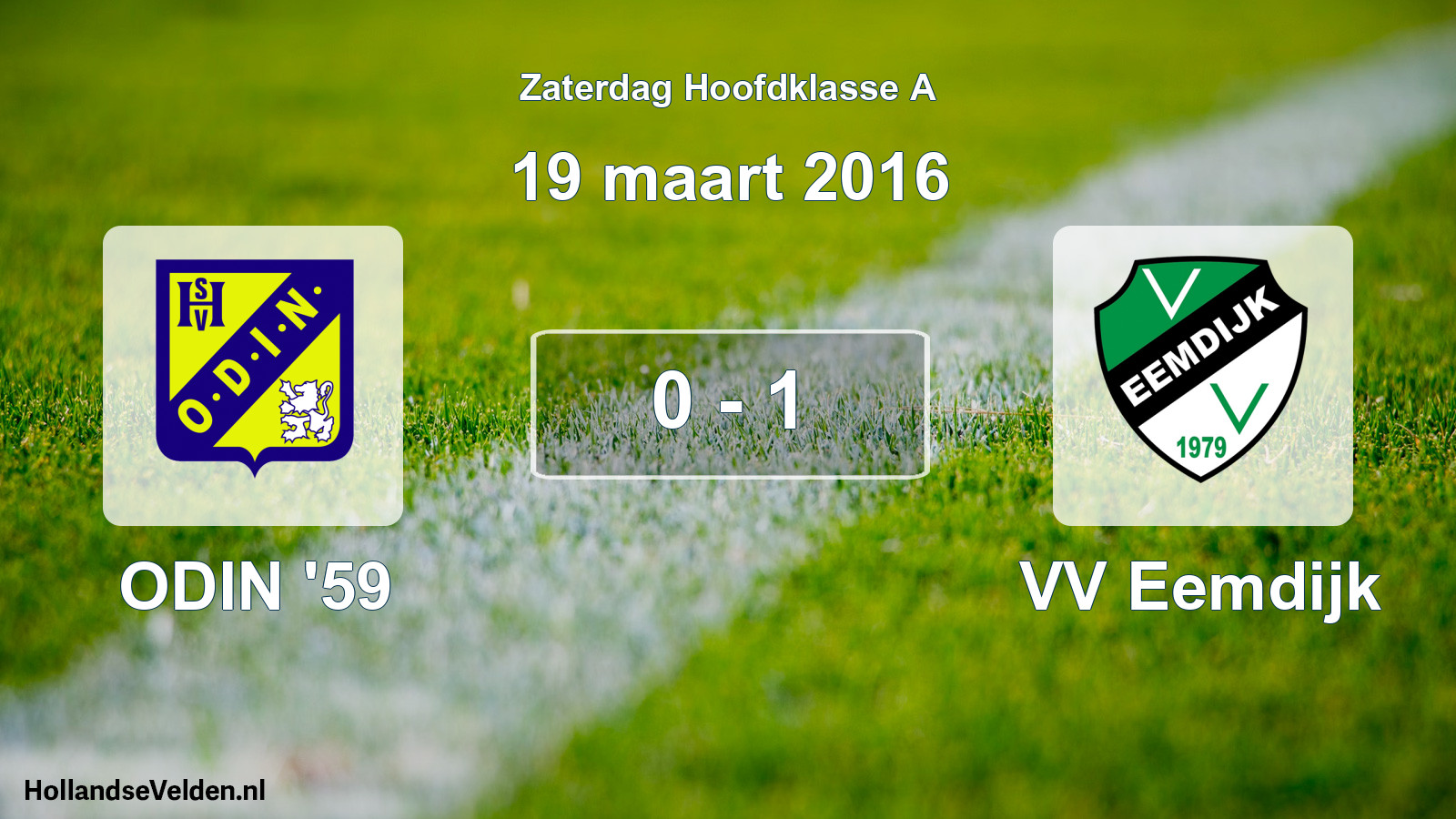 Total number of matches played: ODIN '59 - VV Eemdijk 0 - 1 (19 March 2016)