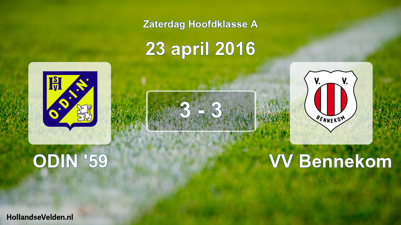 Total number of matches played: ODIN '59 - VV Bennekom 3 - 3 (23 April 2016)