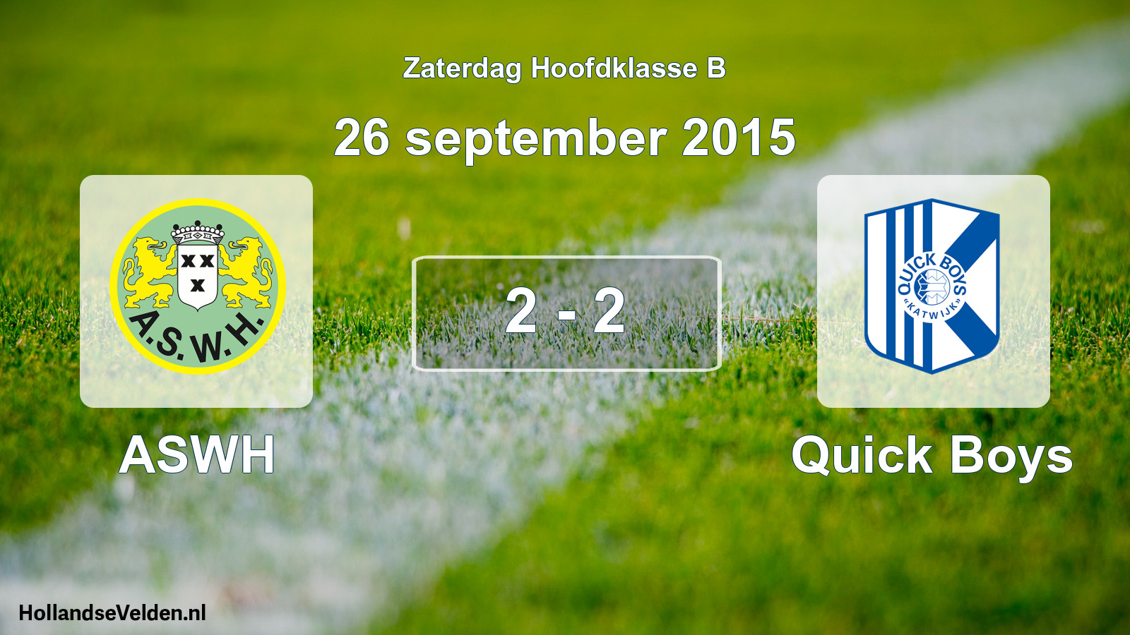 Total number of matches played: ASWH - Quick Boys 2 - 2 (26 September 2015)
