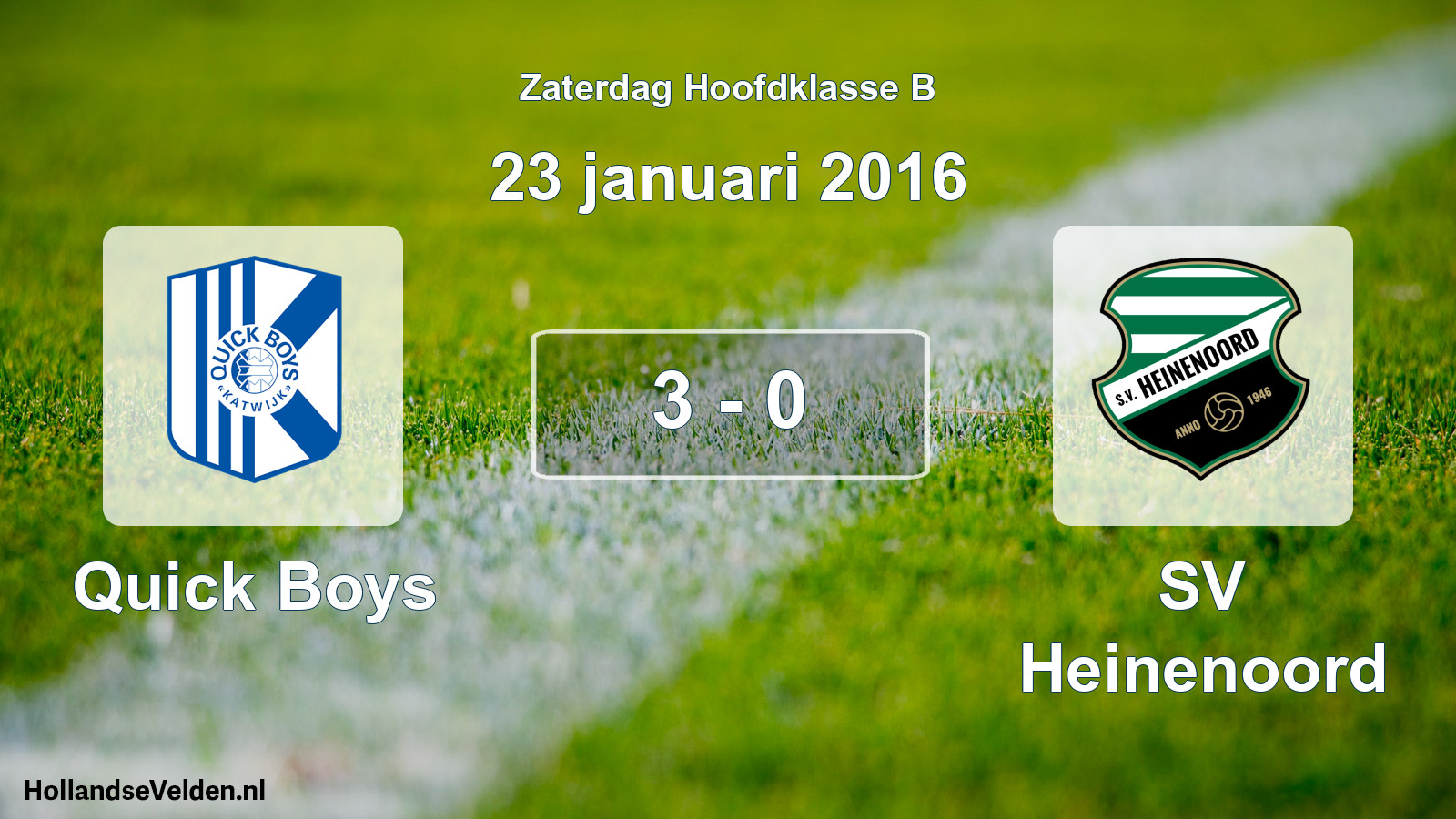 Total number of matches played: Quick Boys - SV Heinenoord 3 - 0 (23 January 2016)