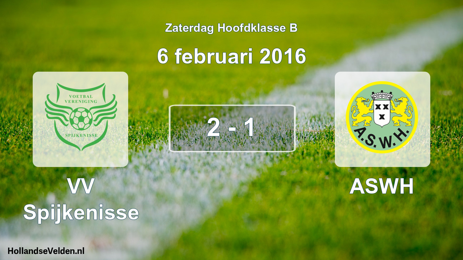 Total number of matches played: VV Spijkenisse - ASWH 2 - 1 (6 February 2016)