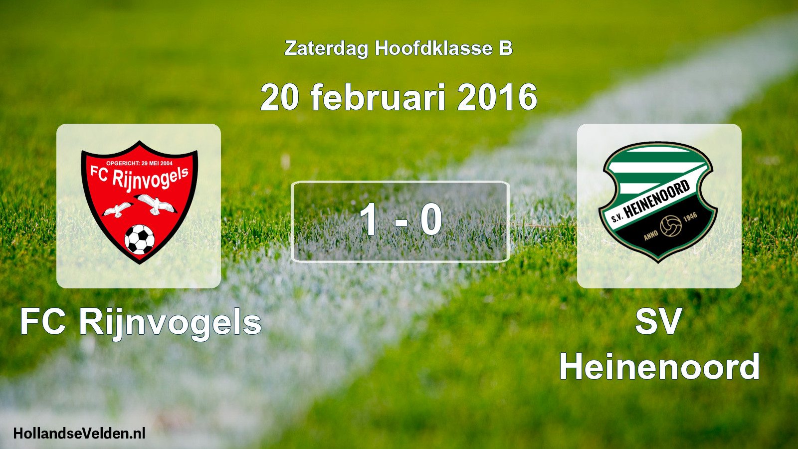 Total number of matches played: FC Rijnvogels - SV Heinenoord 1 - 0 (20 February 2016)