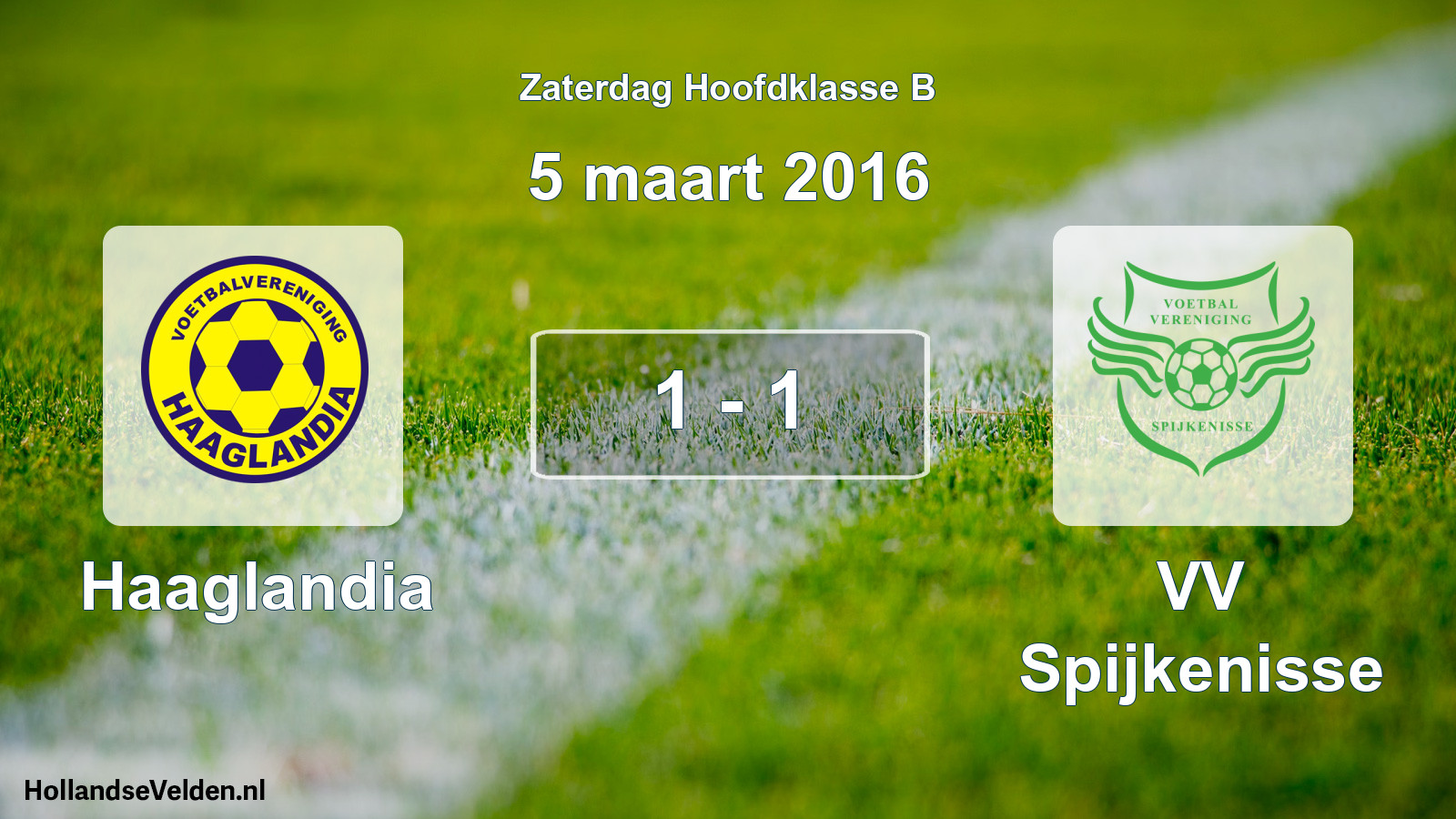 Total number of matches played: Haaglandia - VV Spijkenisse 1 - 1 (5 March 2016)