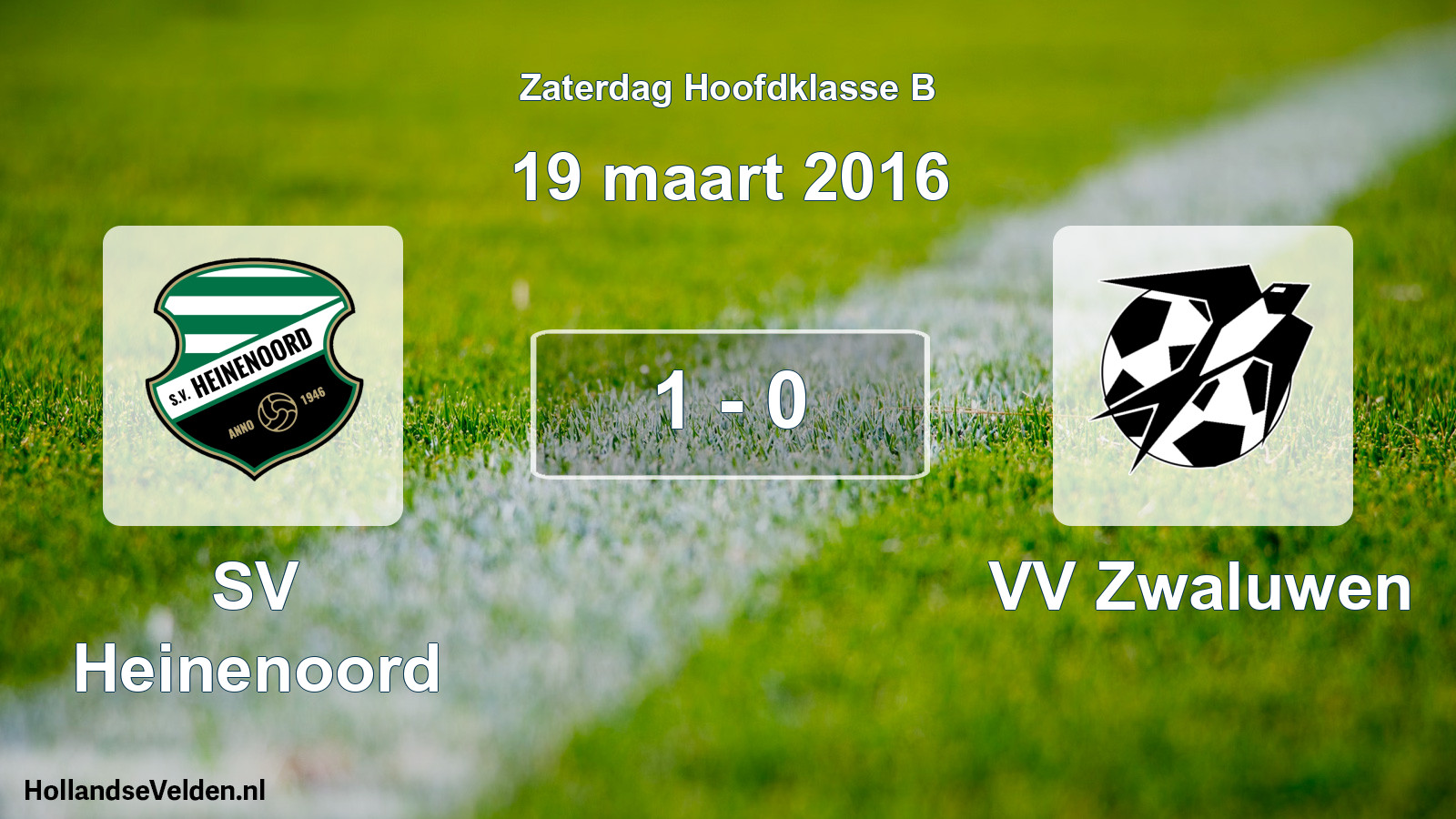 Total number of matches played: SV Heinenoord - VV Zwaluwen 1 - 0 (19 March 2016)