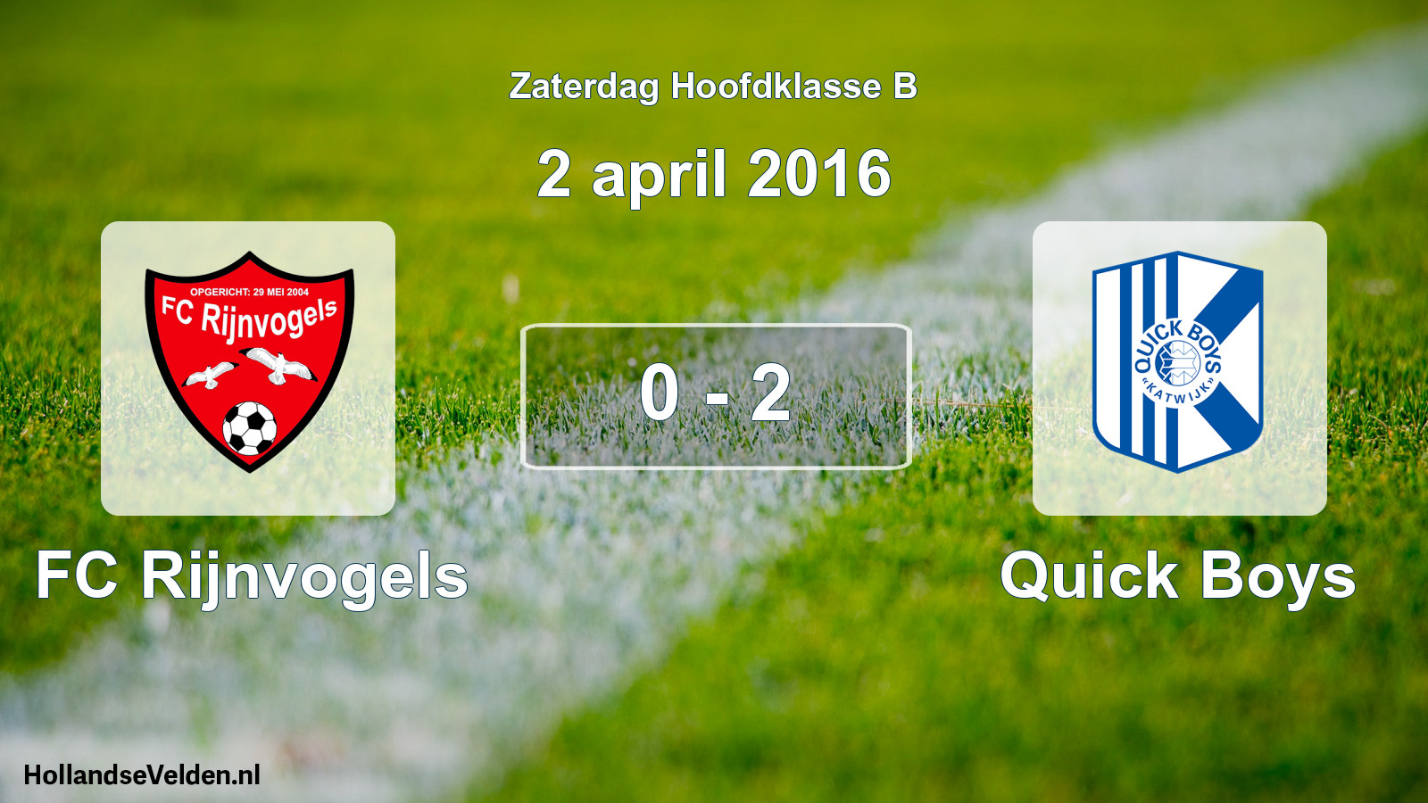 Total number of matches played: FC Rijnvogels - Quick Boys 0 - 2 (2 April 2016)