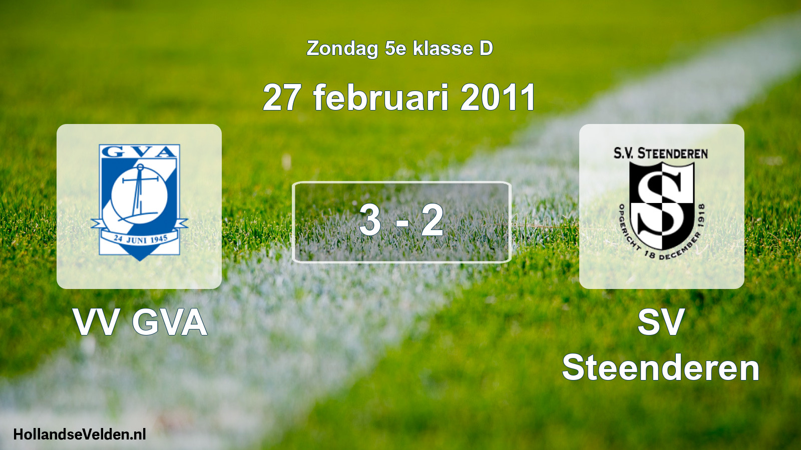 Total number of matches played: VV GVA - SV Steenderen 3 - 2 (27 February 2011)