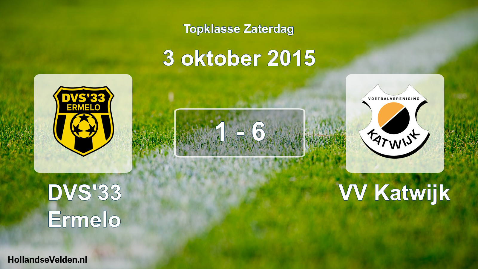 Total number of matches played: DVS'33 Ermelo - VV Katwijk 1 - 6 (3 October 2015)