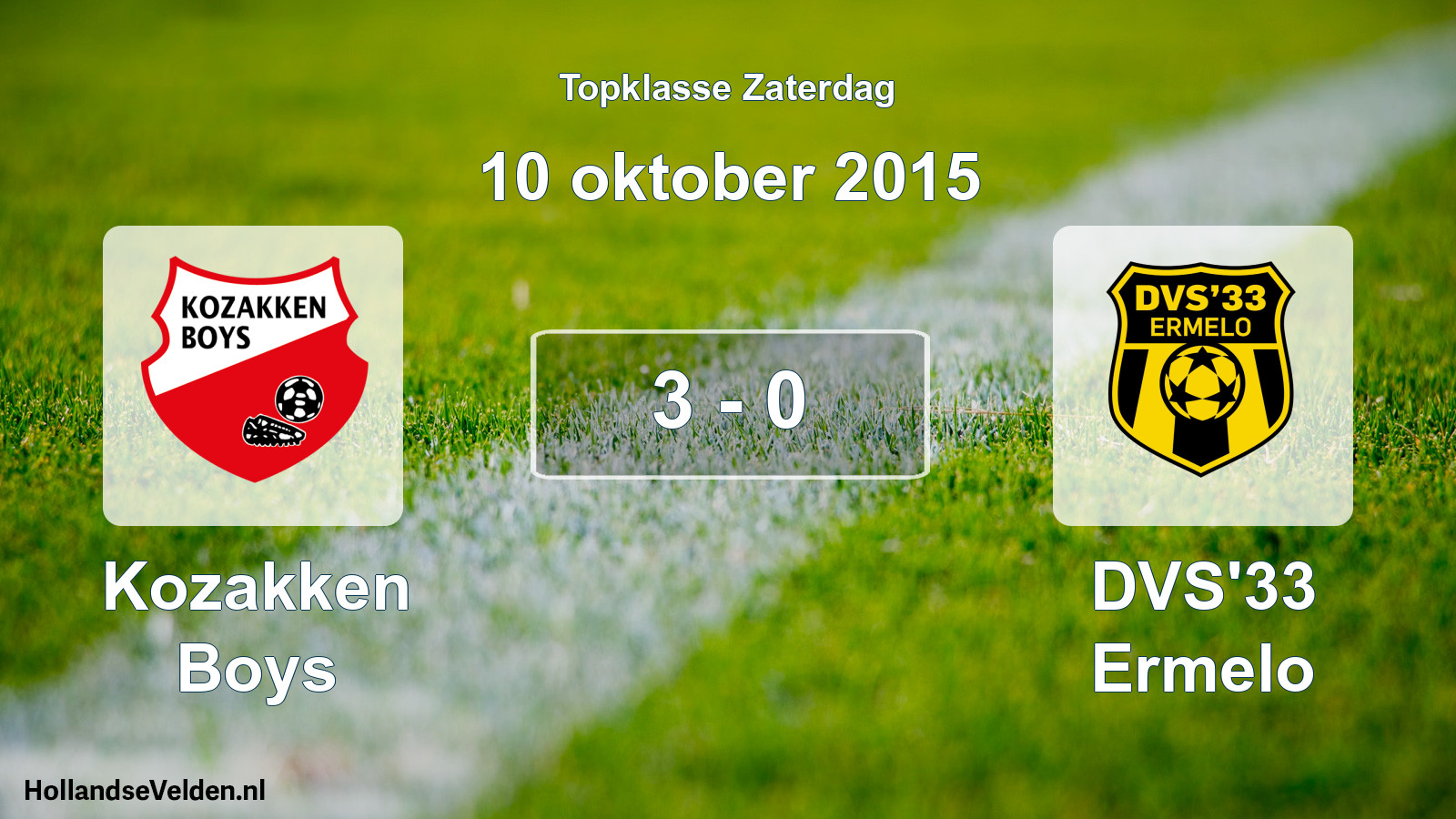 Total number of matches played: Kozakken Boys - DVS'33 Ermelo 3 - 0 (10 October 2015)