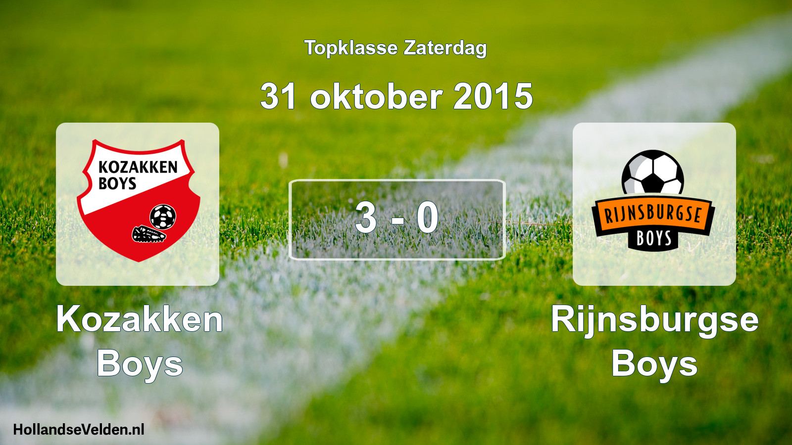 Total number of matches played: Kozakken Boys - Rijnsburgse Boys 3 - 0 (31 October 2015)
