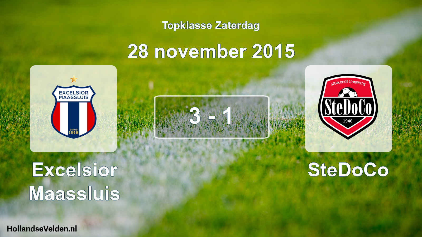 Total number of matches played: Excelsior Maassluis - SteDoCo 3 - 1 (28 November 2015)