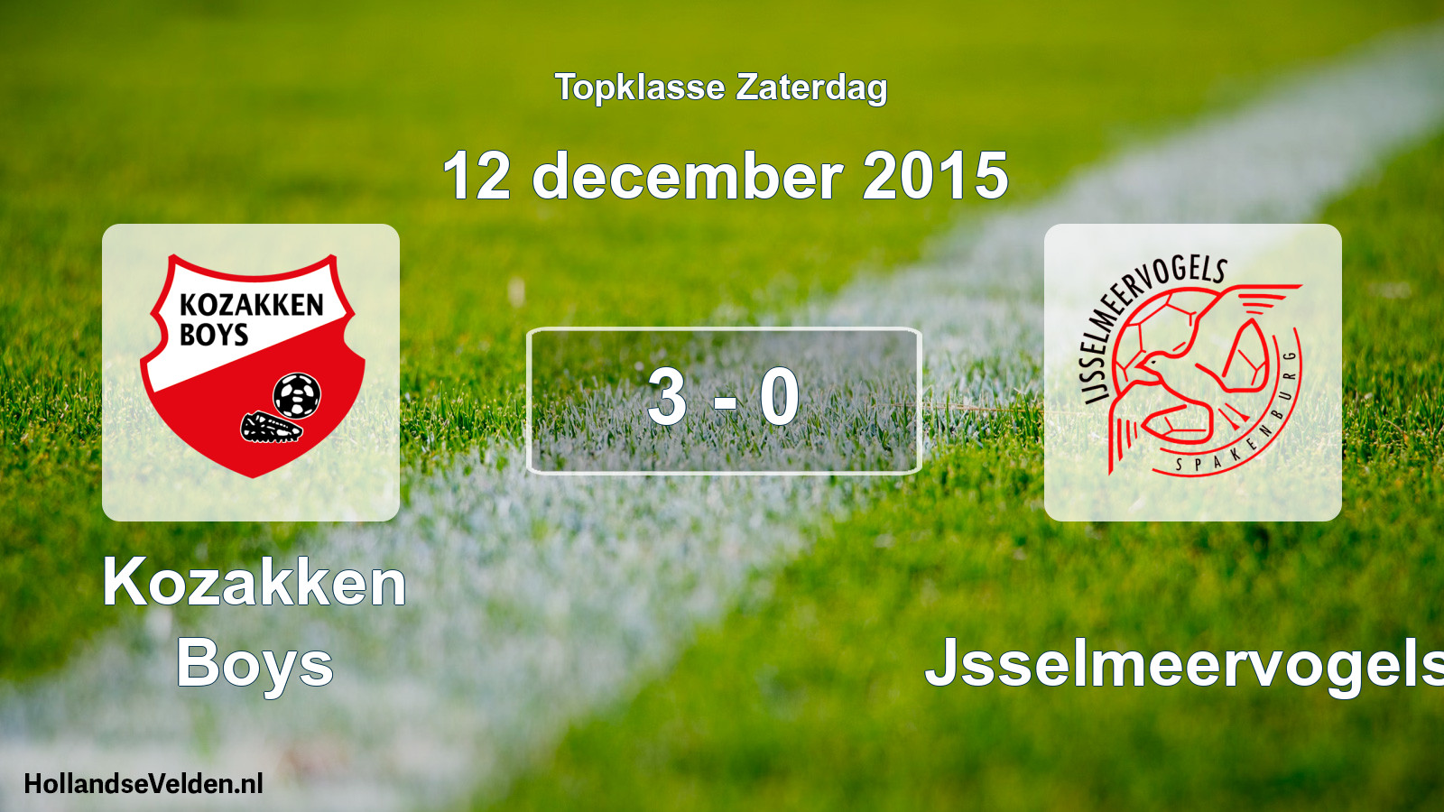 Total number of matches played: Kozakken Boys - IJsselmeervogels 3 - 0 (12 December 2015)