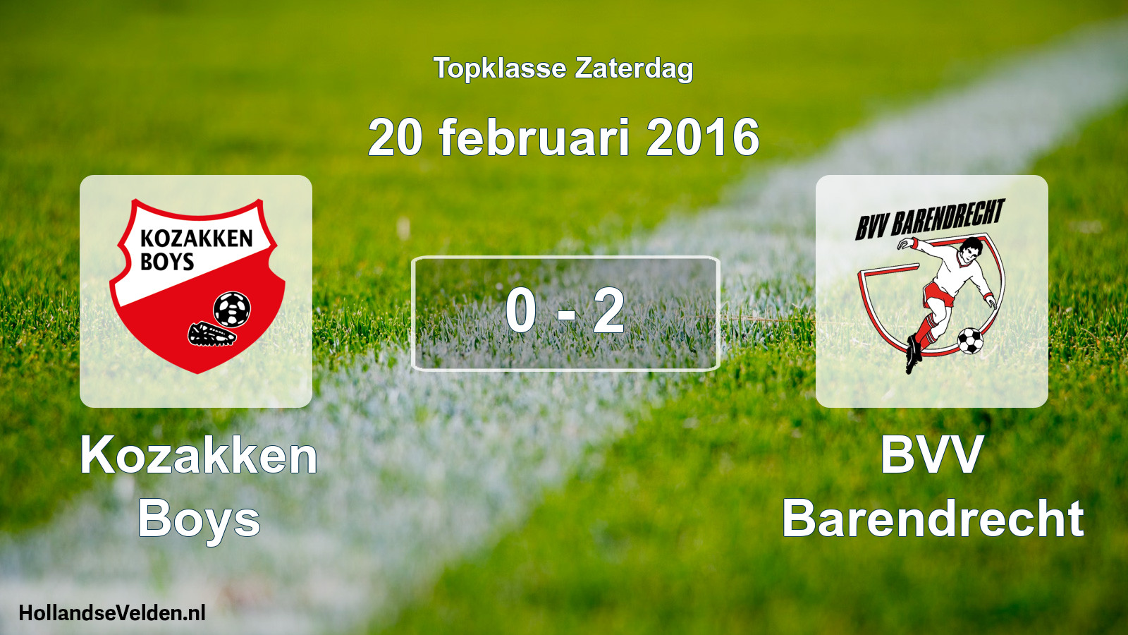 Total number of matches played: Kozakken Boys - BVV Barendrecht 0 - 2 (20 February 2016)