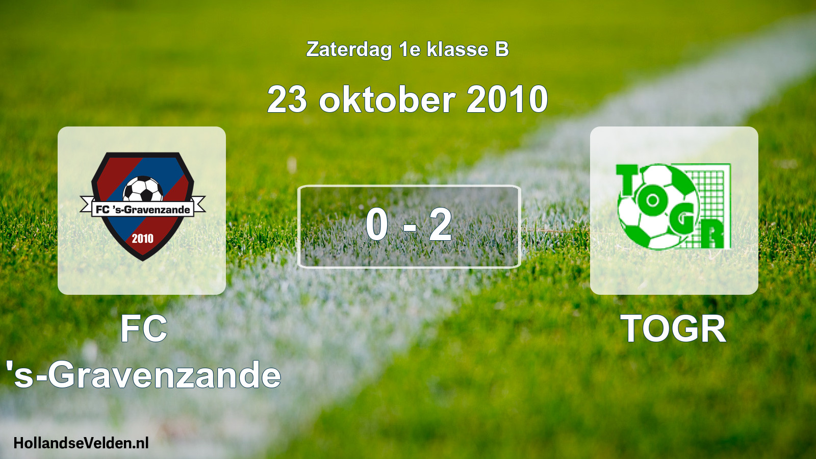 Total number of matches played: FC 's-Gravenzande - TOGR 0 - 2 (23 October 2010)
