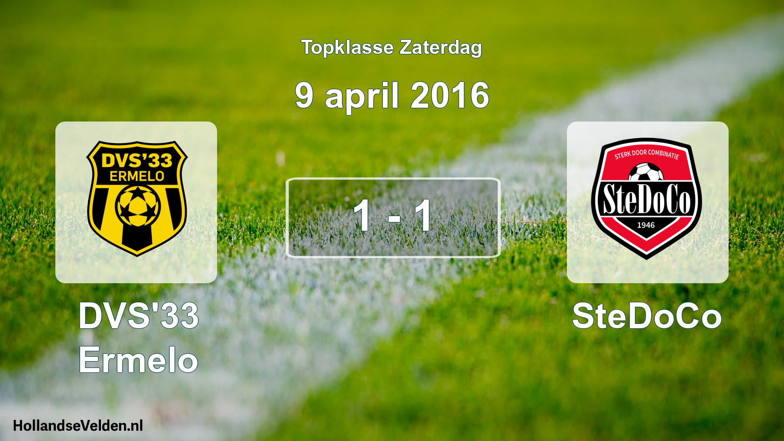 Total number of matches played: DVS'33 Ermelo - SteDoCo 1 - 1 (9 April 2016)