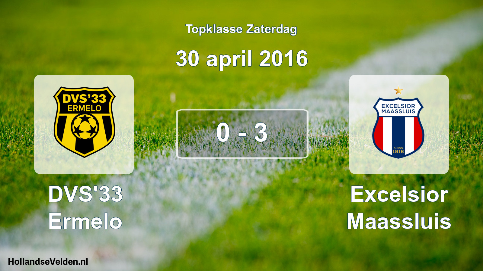 Total number of matches played: DVS'33 Ermelo - Excelsior Maassluis 0 - 3 (30 April 2016)