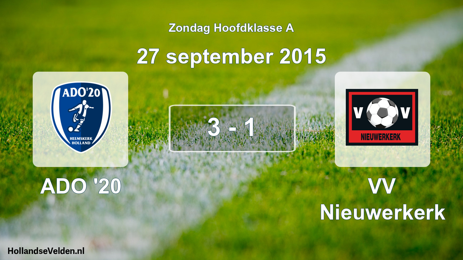 Total number of matches played: ADO '20 - VV Nieuwerkerk 3 - 1 (27 September 2015)