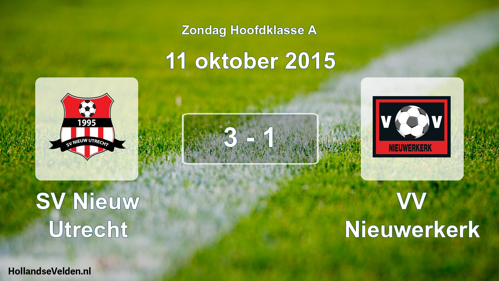 Total number of matches played: SV Nieuw Utrecht - VV Nieuwerkerk 3 - 1 (11 October 2015)