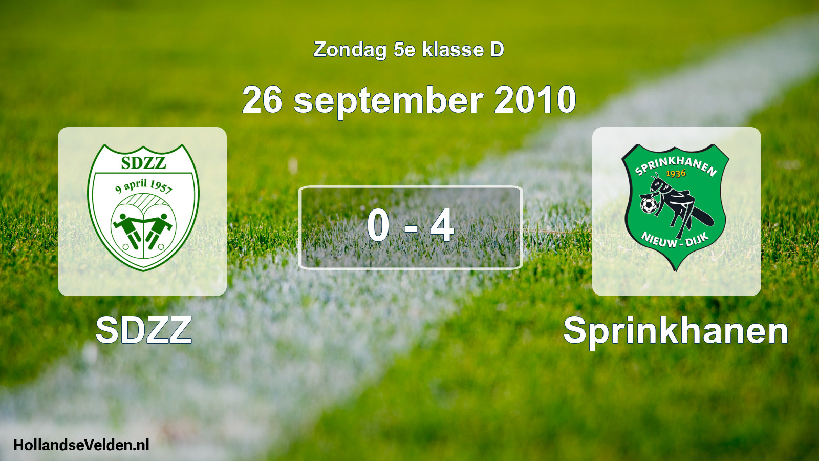 Total number of matches played: SDZZ - Sprinkhanen 0 - 4 (26 September 2010)