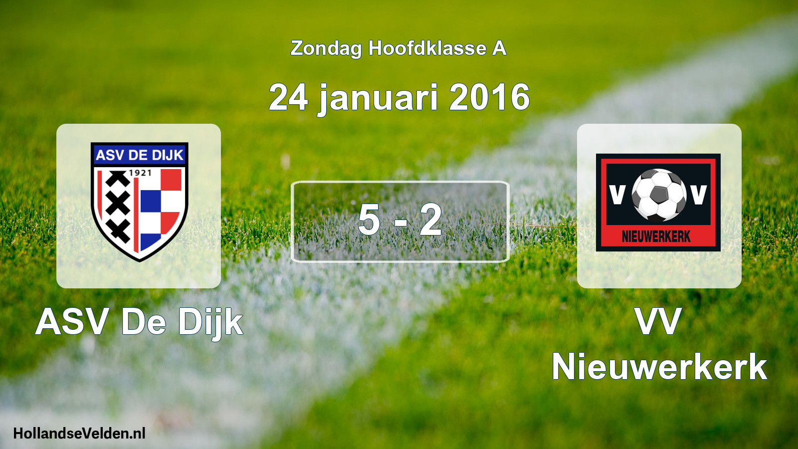 Total number of matches played: ASV De Dijk - VV Nieuwerkerk 5 - 2 (24 January 2016)
