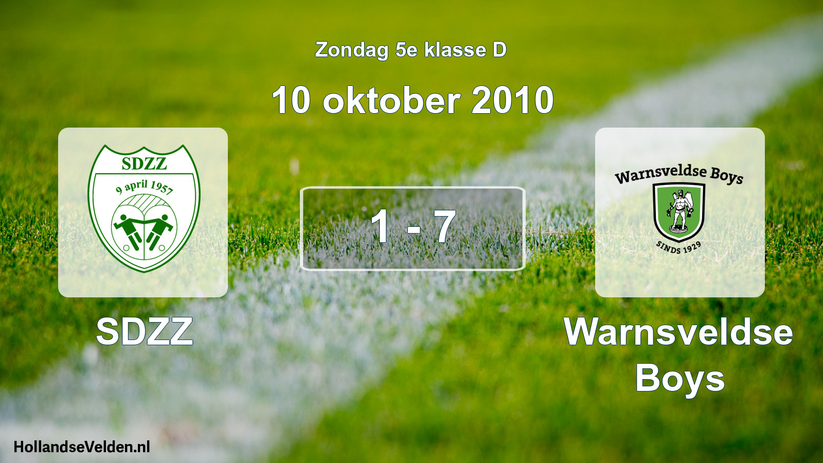 Total number of matches played: SDZZ - Warnsveldse Boys 1 - 7 (10 October 2010)