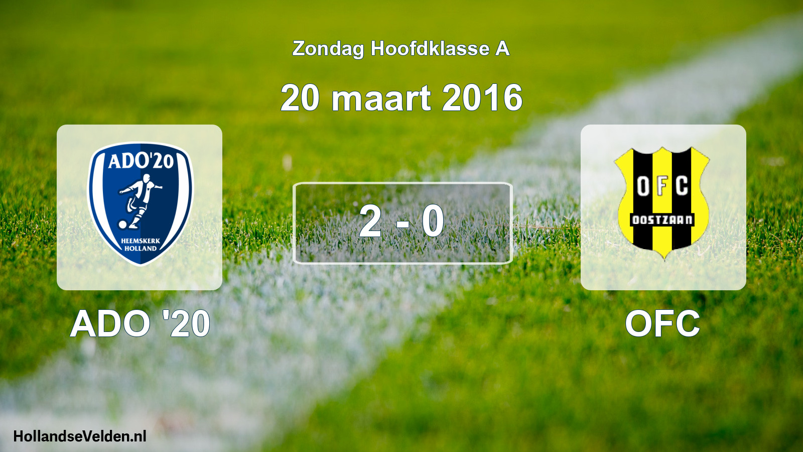Total number of matches played: ADO '20 - OFC 2 - 0 (20 March 2016)