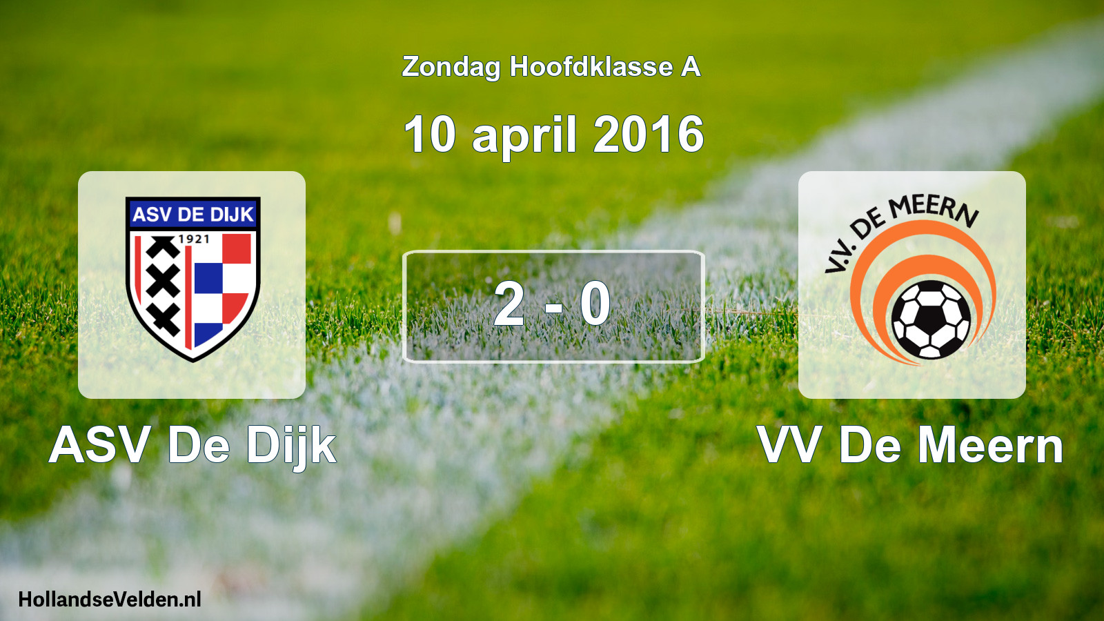 Total number of matches played: ASV De Dijk - VV De Meern 2 - 0 (10 April 2016)