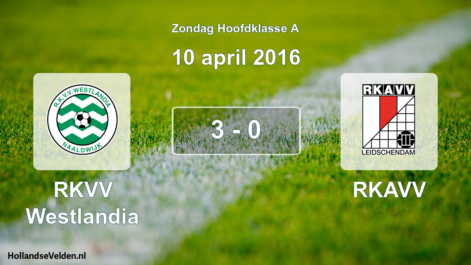 Total number of matches played: RKVV Westlandia - RKAVV 3 - 0 (10 April 2016)