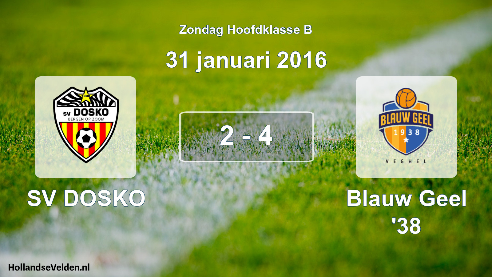 Total number of matches played: SV DOSKO - Blauw Geel '38 2 - 4 (31 January 2016)