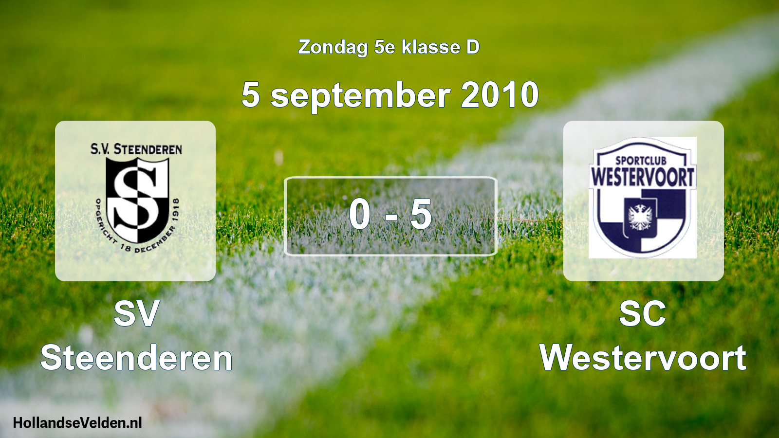 Total number of matches played: SV Steenderen - SC Westervoort 0 - 5 (5 September 2010)