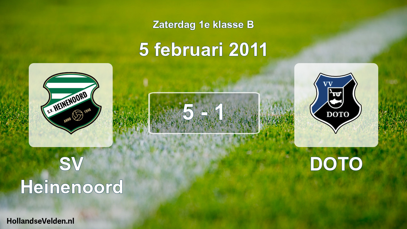 Total number of matches played: SV Heinenoord - DOTO 5 - 1 (5 February 2011)