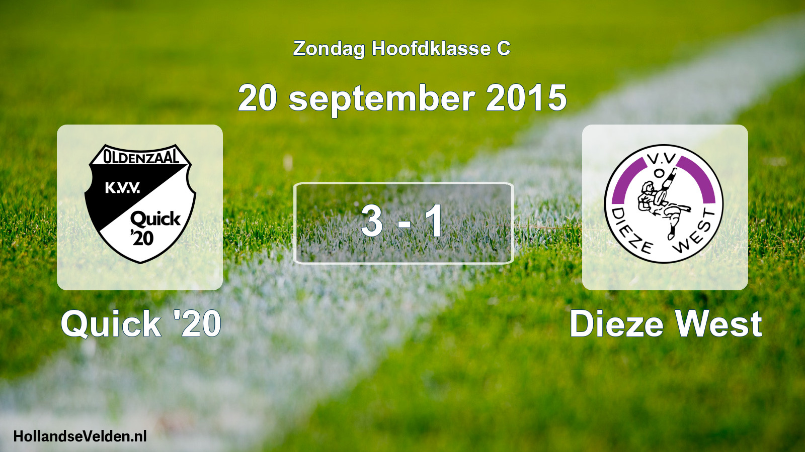 Total number of matches played: Quick '20 - Dieze West 3 - 1 (20 September 2015)