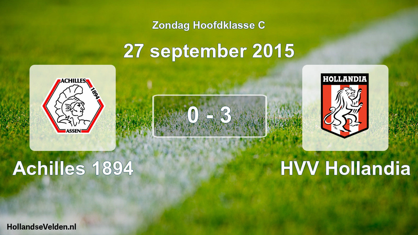 Total number of matches played: Achilles 1894 - HVV Hollandia 0 - 3 (27 September 2015)