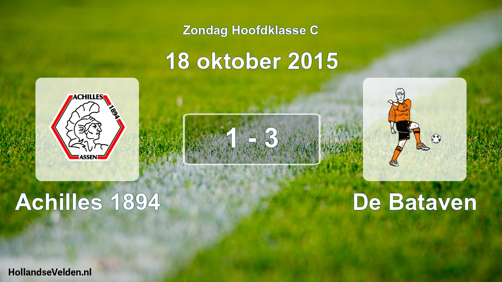 Total number of matches played: Achilles 1894 - De Bataven 1 - 3 (18 October 2015)