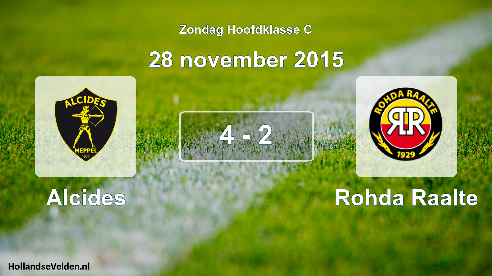 Total number of matches played: Alcides - Rohda Raalte 4 - 2 (28 November 2015)