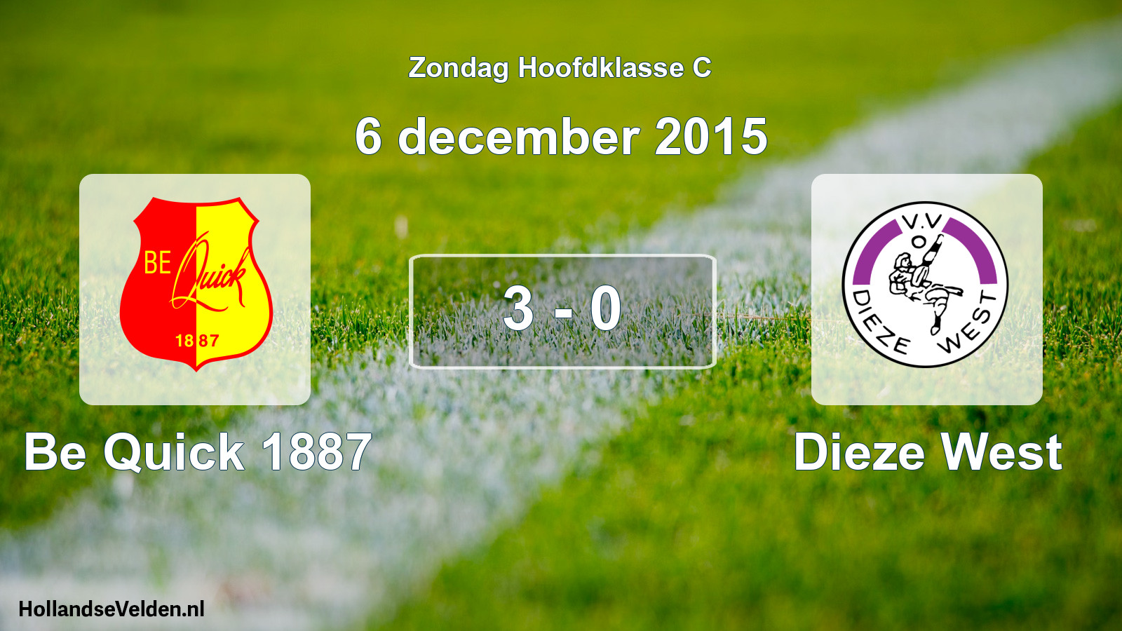 Total number of matches played: Be Quick 1887 - Dieze West 3 - 0 (6 December 2015)