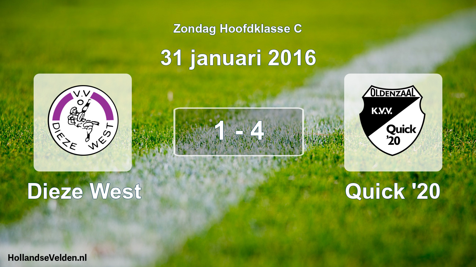 Total number of matches played: Dieze West - Quick '20 1 - 4 (31 January 2016)