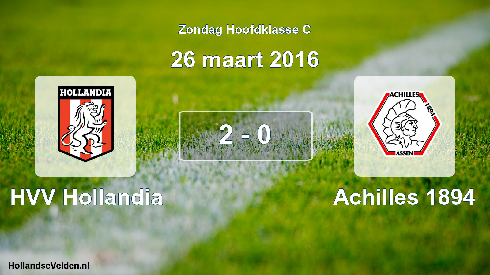 Total number of matches played: HVV Hollandia - Achilles 1894 2 - 0 (26 March 2016)