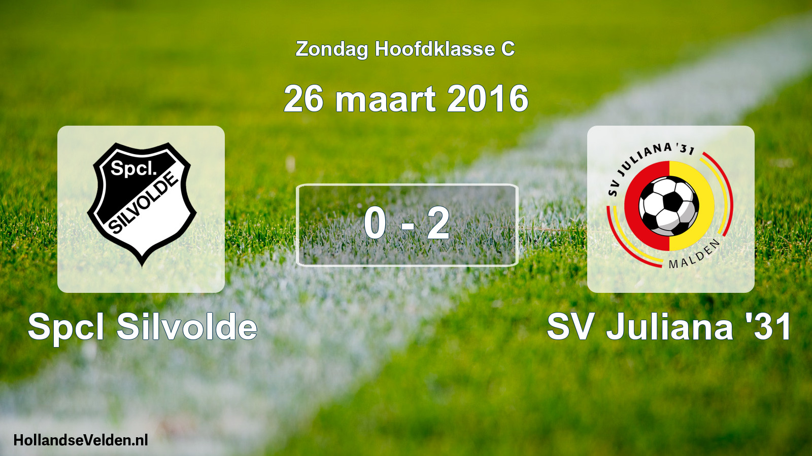 Total number of matches played: Spcl Silvolde - SV Juliana '31 0 - 2 (26 March 2016)