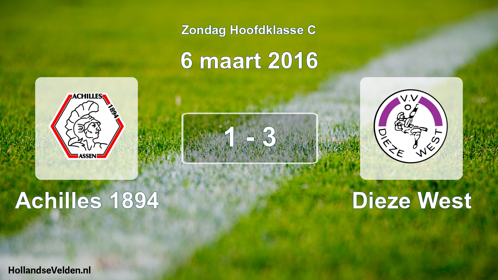 Total number of matches played: Achilles 1894 - Dieze West 1 - 3 (6 March 2016)