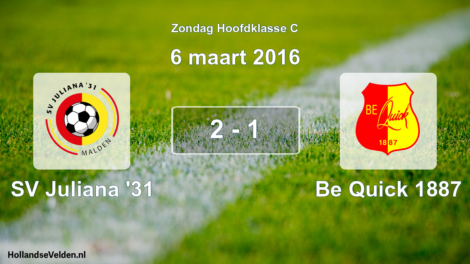 Total number of matches played: SV Juliana '31 - Be Quick 1887 2 - 1 (6 March 2016)