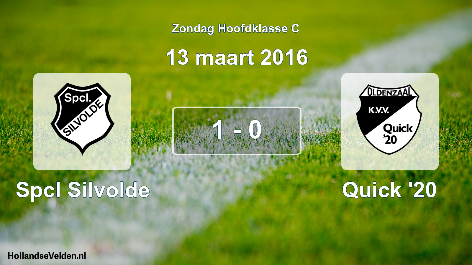 Total number of matches played: Spcl Silvolde - Quick '20 1 - 0 (13 March 2016)