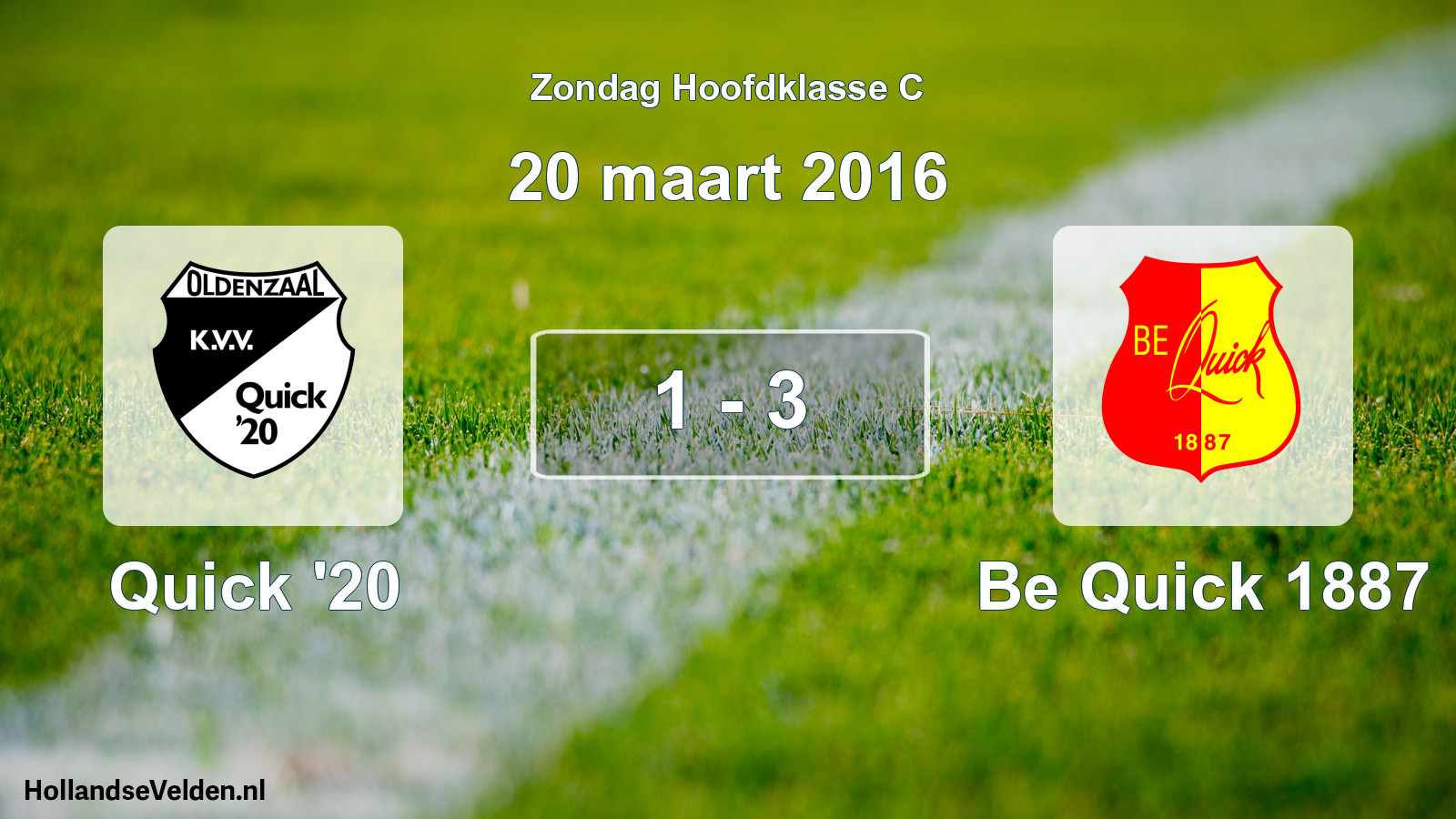 Total number of matches played: Quick '20 - Be Quick 1887 1 - 3 (20 March 2016)