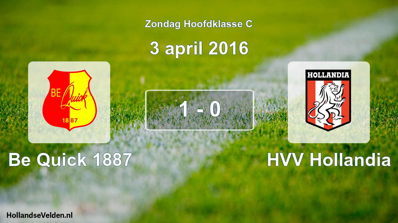 Total number of matches played: Be Quick 1887 - HVV Hollandia 1 - 0 (3 April 2016)