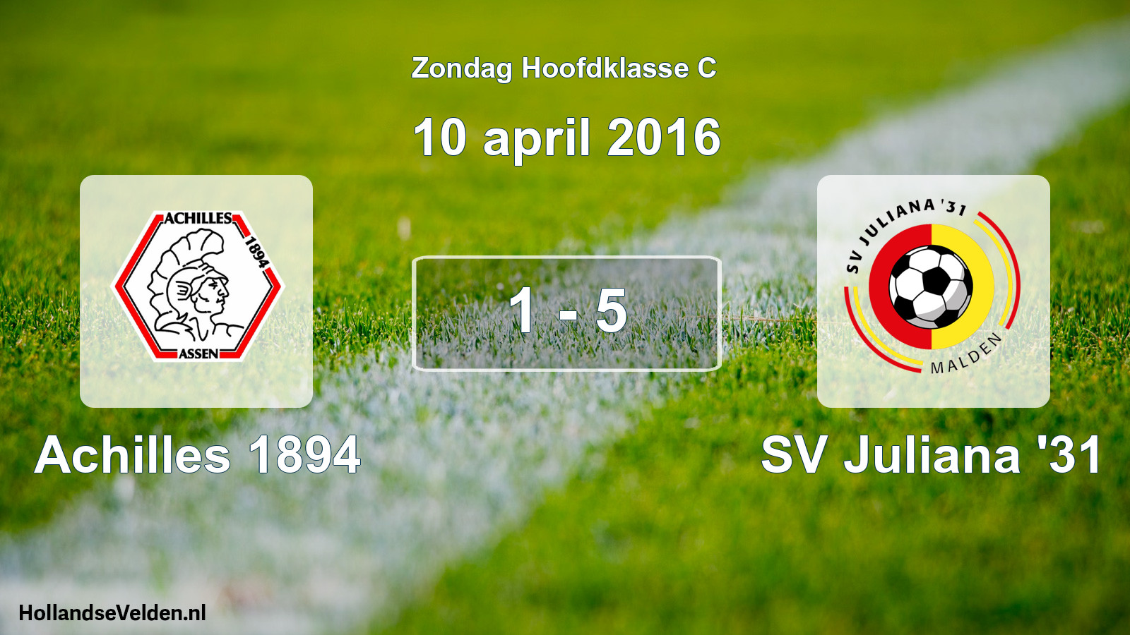 Total number of matches played: Achilles 1894 - SV Juliana '31 1 - 5 (10 April 2016)